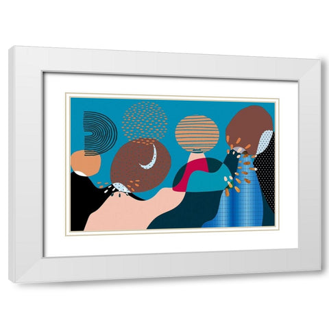 Mid Century Shapes 533 White Modern Wood Framed Art Print with Double Matting by Bolokofsky, Ronald