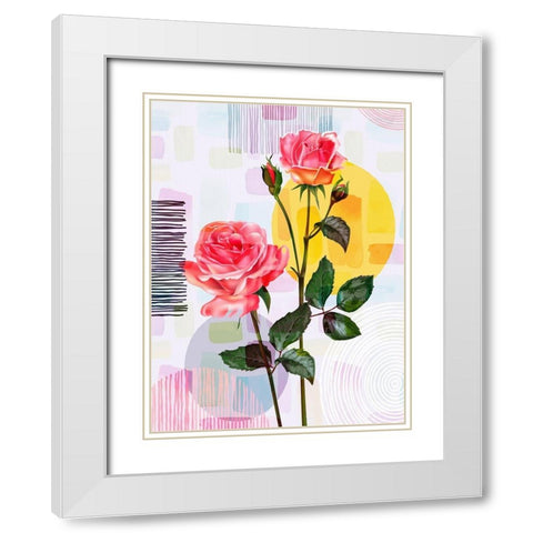 Pink Roses 83 White Modern Wood Framed Art Print with Double Matting by Bolokofsky, Ronald