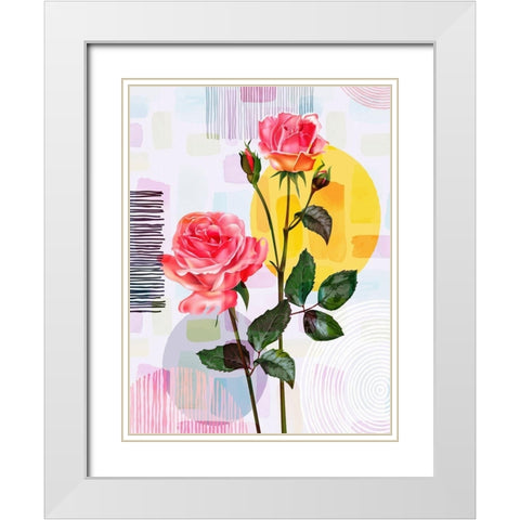 Pink Roses 83 White Modern Wood Framed Art Print with Double Matting by Bolokofsky, Ronald