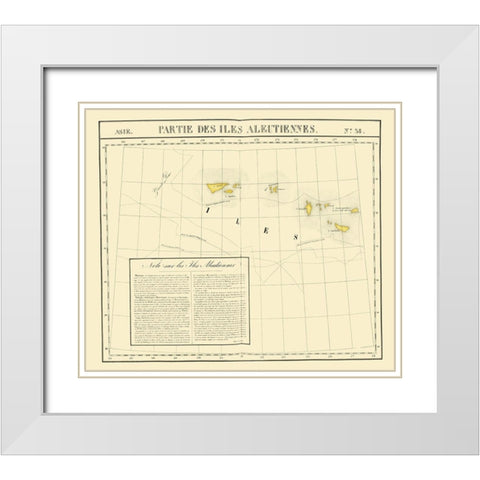 Aleutian Islands, Alaska - Vandermaelen 1827 White Modern Wood Framed Art Print with Double Matting by Vandermaelen