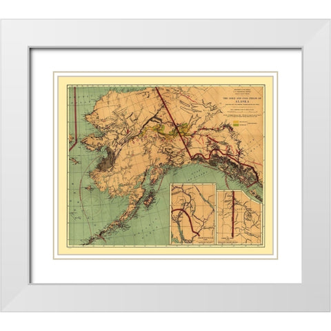 Alaska Gold Coal - Walcott 1898  White Modern Wood Framed Art Print with Double Matting by Walcott