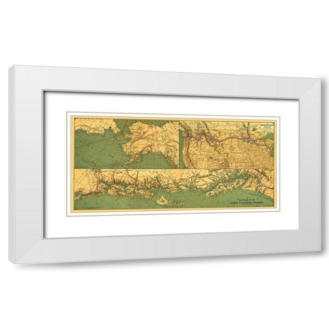 Alaska Excursion Steamers, N Pacific Railroad White Modern Wood Framed Art Print with Double Matting by Fee