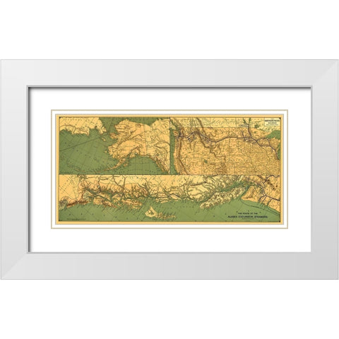 Alaska Excursion Steamers, N Pacific Railroad White Modern Wood Framed Art Print with Double Matting by Fee
