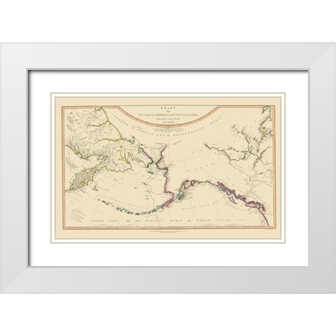 Alaska, Russia - Faden 1794 White Modern Wood Framed Art Print with Double Matting by Faden