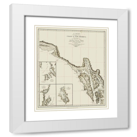 Alaska Southern Portion - Vancouver 1798 White Modern Wood Framed Art Print with Double Matting by Vancouver