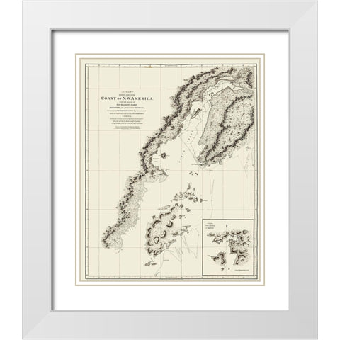 Alaska Coast - Robinson 1798 White Modern Wood Framed Art Print with Double Matting by Robinson
