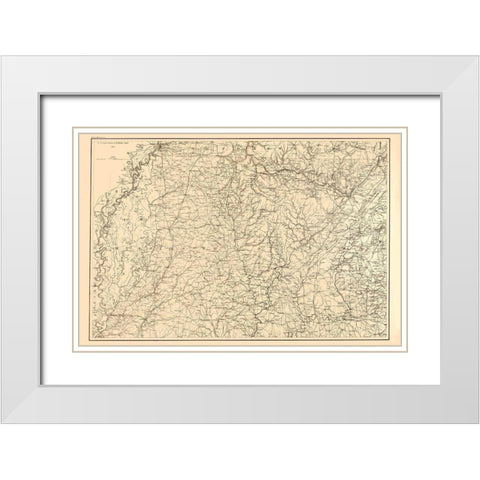 Alabama Mississippi Tennessee - Bache 1865  White Modern Wood Framed Art Print with Double Matting by Bache