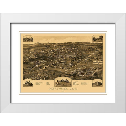 Anniston Alabama - Beck 1887 White Modern Wood Framed Art Print with Double Matting by Beck