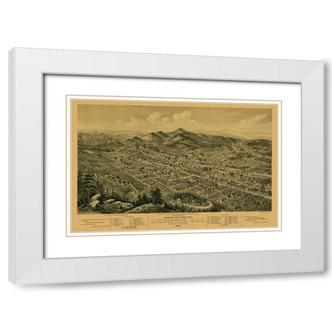 Anniston Alabama - Glover 1888 White Modern Wood Framed Art Print with Double Matting by Glover