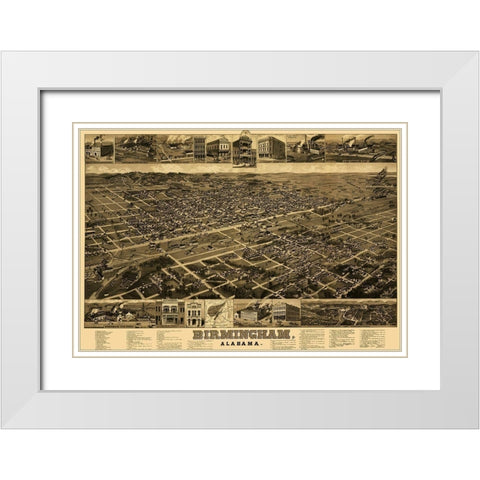 Birmingham Alabama - Beck 1885 White Modern Wood Framed Art Print with Double Matting by Beck
