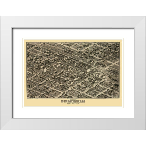 Birmingham Alabama - Dry 1903 White Modern Wood Framed Art Print with Double Matting by Dry