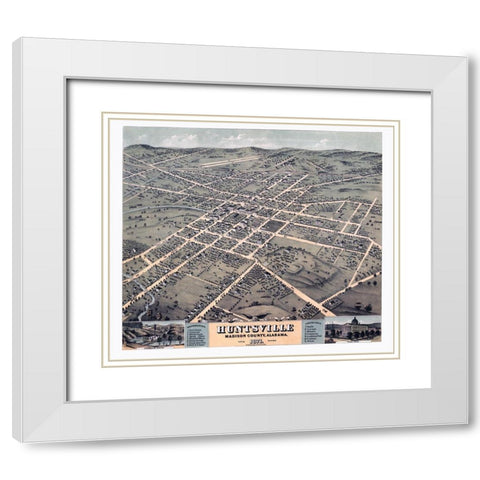 Huntsville Alabama - Ehrgott 1871 White Modern Wood Framed Art Print with Double Matting by Ehrgott