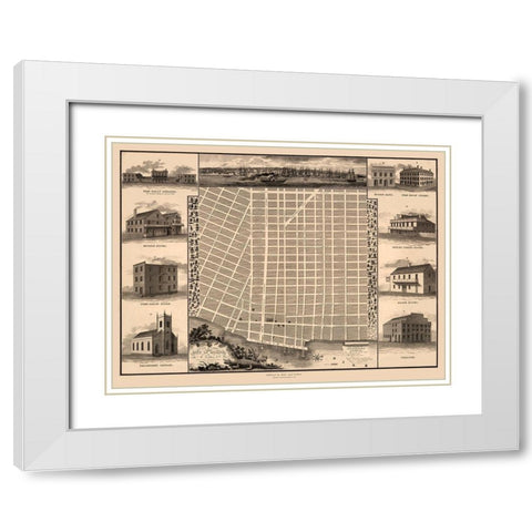 Mobile Alabama - Goodwin 1824  White Modern Wood Framed Art Print with Double Matting by Goodwin