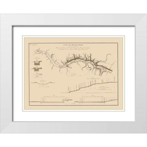 Muscle Shoals Canal, Alabama - Poussin 1834 White Modern Wood Framed Art Print with Double Matting by Poussin