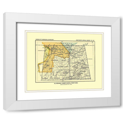 Northern Alabama - Hoen 1896 White Modern Wood Framed Art Print with Double Matting by Hoen