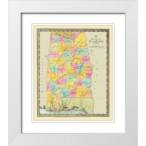 Alabama - Burr 1835 White Modern Wood Framed Art Print with Double Matting by Burr