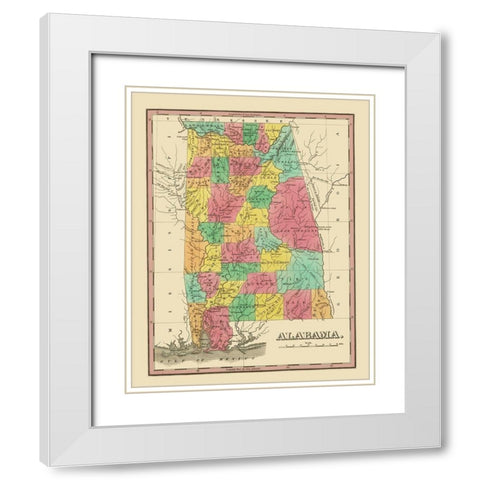 Alabama - Finley 1831 White Modern Wood Framed Art Print with Double Matting by Finley