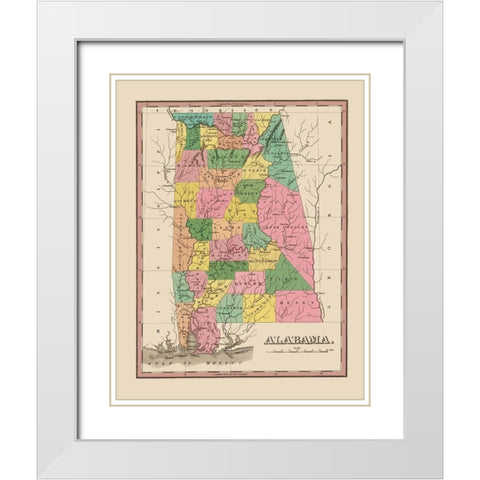 Alabama - Finley 1824 White Modern Wood Framed Art Print with Double Matting by Finley