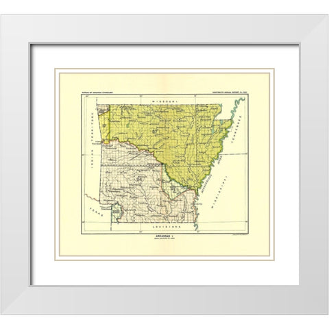 Arkansas Indian Land Cession - Hoen 1896 White Modern Wood Framed Art Print with Double Matting by Hoen