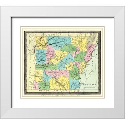 Arkansas Territory - Burr 1835 White Modern Wood Framed Art Print with Double Matting by Burr
