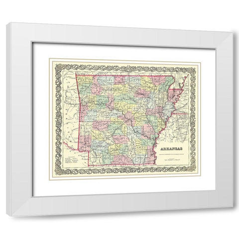 Arkansas - Colton 1855 White Modern Wood Framed Art Print with Double Matting by Colton