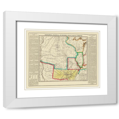 Arkansas Territory - Long 1822 White Modern Wood Framed Art Print with Double Matting by Long