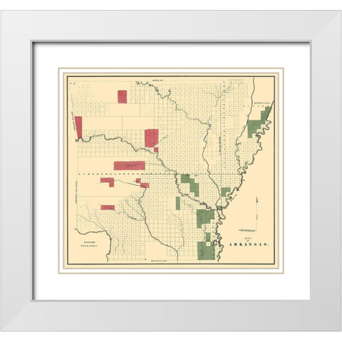 Arkansas - 1834 White Modern Wood Framed Art Print with Double Matting by Unknown