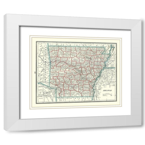 Arkansas - Rathbun 1893 White Modern Wood Framed Art Print with Double Matting by Rathbun
