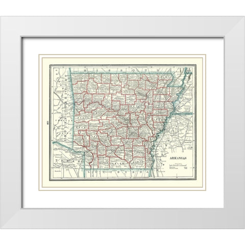Arkansas - Rathbun 1893 White Modern Wood Framed Art Print with Double Matting by Rathbun