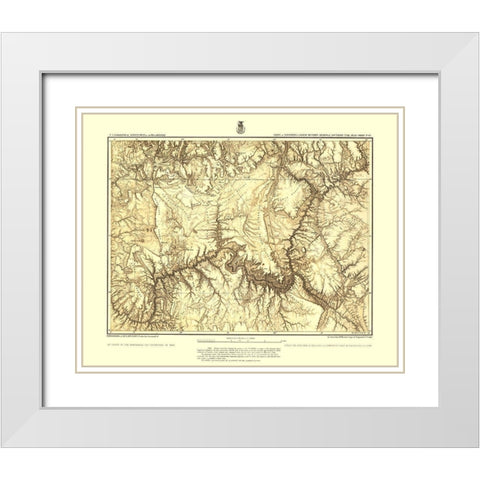 Arizona Utah Atlas Sheet - USGS 1873  White Modern Wood Framed Art Print with Double Matting by USGS