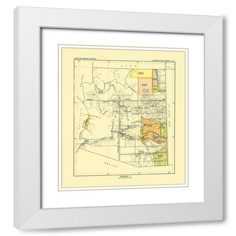 Arizona - Hoen 1896 White Modern Wood Framed Art Print with Double Matting by Hoen