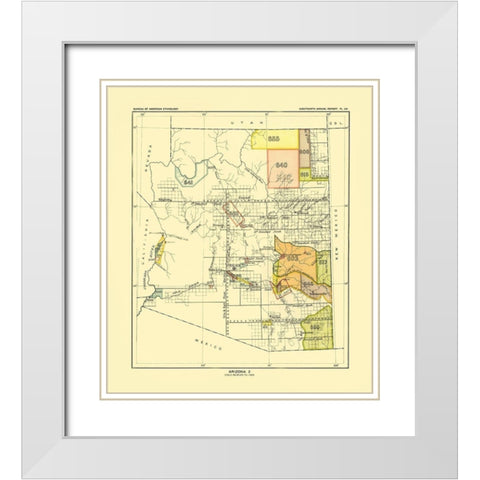 Arizona - Hoen 1896 White Modern Wood Framed Art Print with Double Matting by Hoen