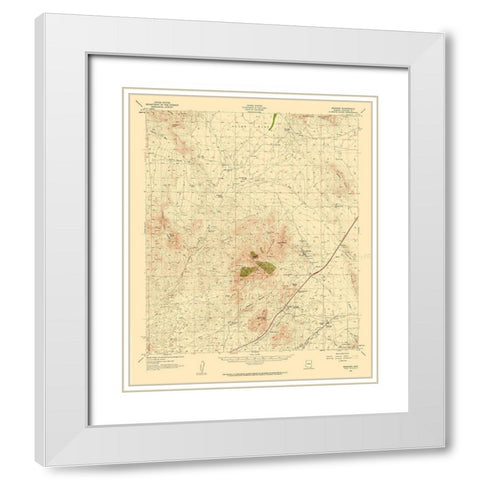 Dragoon Arizona Quad - USGS 1958 White Modern Wood Framed Art Print with Double Matting by USGS