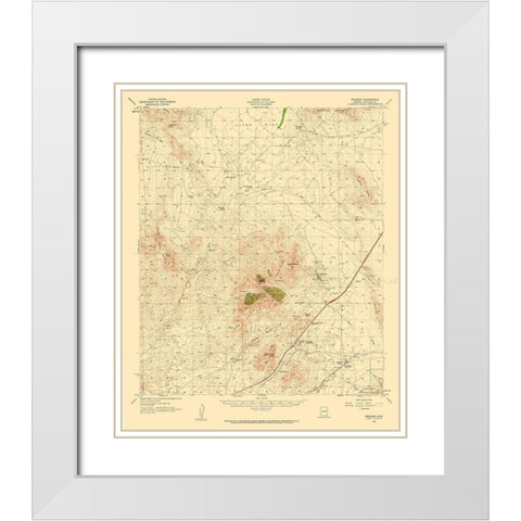 Dragoon Arizona Quad - USGS 1958 White Modern Wood Framed Art Print with Double Matting by USGS