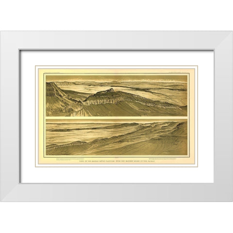 Grand Canyon , Marble Canyon Arizona - Bien 1882 White Modern Wood Framed Art Print with Double Matting by Bien