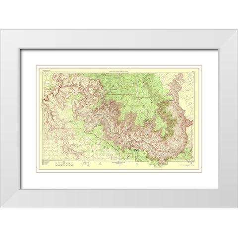 Grand Canyon Vicinity Arizona - USGS 1962 White Modern Wood Framed Art Print with Double Matting by USGS