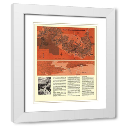 Grand Canyon North Rim Arizonia - USPS 1975 White Modern Wood Framed Art Print with Double Matting by Park Services