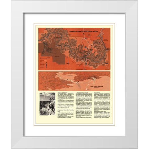 Grand Canyon North Rim Arizonia - USPS 1975 White Modern Wood Framed Art Print with Double Matting by Park Services