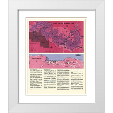 Grand Canyon South Rim Arizona - USPS 1975 White Modern Wood Framed Art Print with Double Matting by Park Services