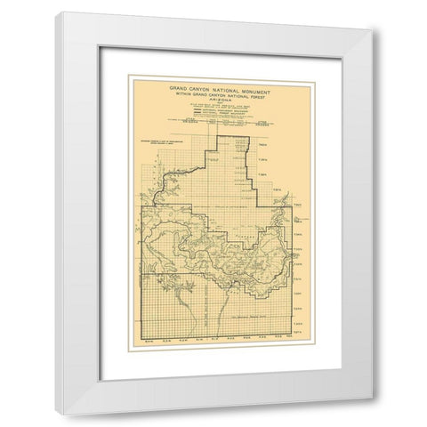 Grand Canyon National Monument Arizona Sheet White Modern Wood Framed Art Print with Double Matting by USGS