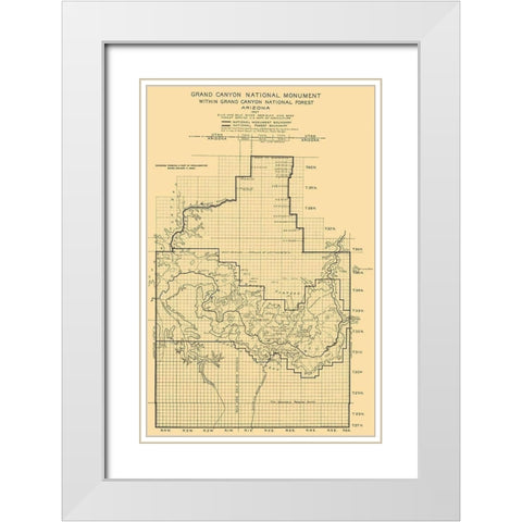 Grand Canyon National Monument Arizona Sheet White Modern Wood Framed Art Print with Double Matting by USGS