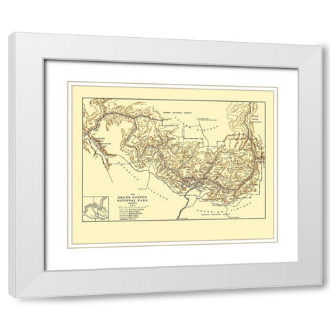 Grand Canyon Arizona - Rand McNally 1919 White Modern Wood Framed Art Print with Double Matting by Rand McNally