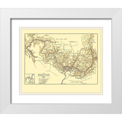 Grand Canyon Arizona - Rand McNally 1919 White Modern Wood Framed Art Print with Double Matting by Rand McNally