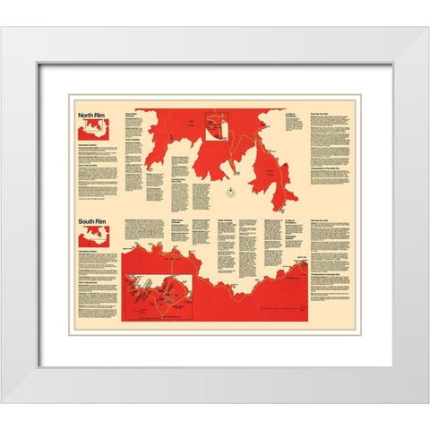 Grand Canyon Visitors Brochure - USPS 1930 White Modern Wood Framed Art Print with Double Matting by Park Services