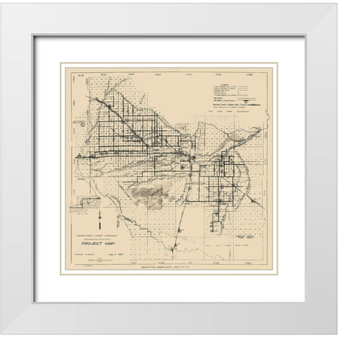 Maricopa Arizona Hwy Project - 1919 White Modern Wood Framed Art Print with Double Matting by Unknown