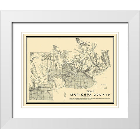 Maricopa Arizona - 1889 White Modern Wood Framed Art Print with Double Matting by Unknown