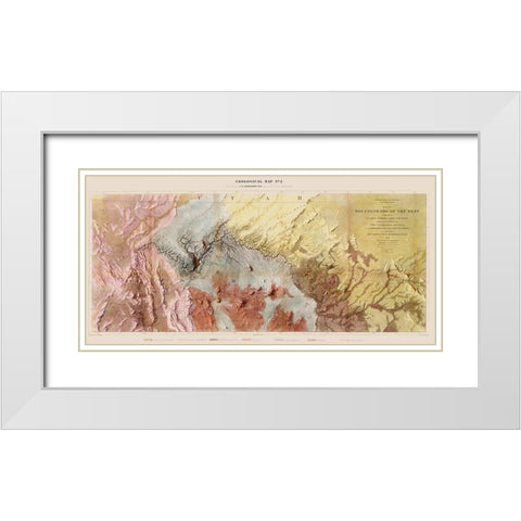 Colorado River Arizona Nevada Geological White Modern Wood Framed Art Print with Double Matting by Floyd