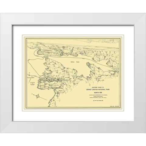 Grand Canyon North Rim Guide White Modern Wood Framed Art Print with Double Matting by Park Services