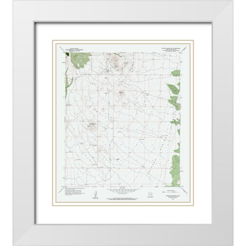 Outlaw Mountains Arizona Quad - USGS 1958 White Modern Wood Framed Art Print with Double Matting by USGS