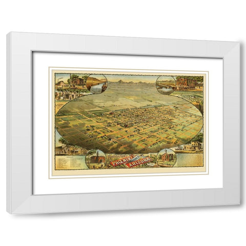 Phoenix Arizona - Schmidt 1885 White Modern Wood Framed Art Print with Double Matting by Schmidt